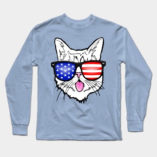 US Patriotic Cat Long Sleeve T-Shirt